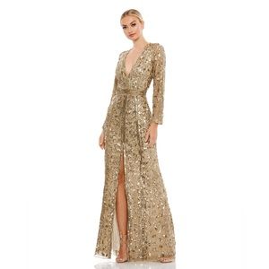 Antique gold sequin Mac Duggal evening gown size 6